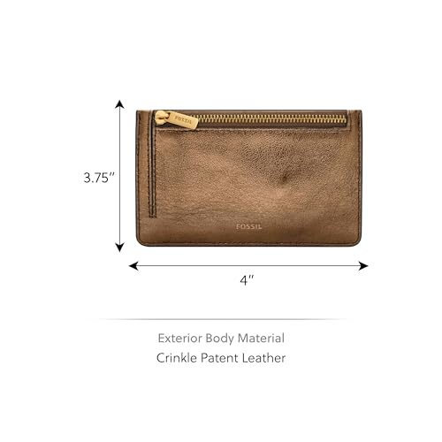 Image of Fossil Women's Logan RFID-Blocking Leather Zip Around Card Case Wallet with Keychain
