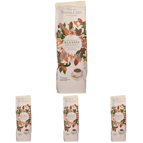 Chocolates Simón Coll – Chocolate a la taza 180gr - Chocolate en polvo Sin Gluten 180gr (28% Cacao con Canela) (Paquete de 4)