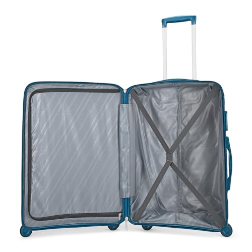 Image of VIP Plastic Hard Shell 8 Spinner Wheels Engage Check-In Trolley Bag Set - (56+66+76Cms) For Travel (So3, Light Blue), Small, Large, Medium