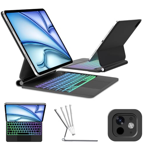 FOGARI Magic Keyboard para iPad Air 13" (M3/M2) 2025/2024, Español Ñ Teclado con Trackpad para iPad Air 13" M2/M3 2024/2025 Bluetooth Teclado con Multi-Touchpad, Negro