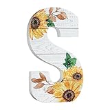 COLLECTIVE HOME - 10' Wood Lettes for Wall Decor, Sunflower Tabletop Alphabet Decoration, DIY Farmhouse Decor, Rustic Freestanding Monogram Block (S)
