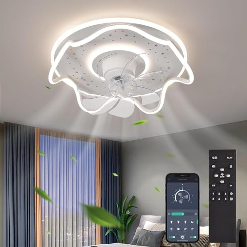 Oninio Ventilador de techo moderno con luz, lámpara LED regulable con ventilador y control remoto, ventilador de techo de 36 W para dormitorio y sala de estar, 6 velocidades