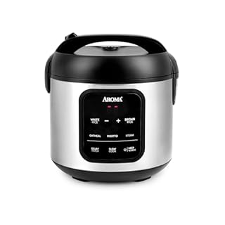 AROMA Digital Rice Cooker, 4-Cup (Uncooked) / 8-Cup (Cooked), Steamer, Multicooker, Slow Cooker, Oatmeal Cooker, Auto Keep Warm, 2 Qt, Stainless Steel Exterior