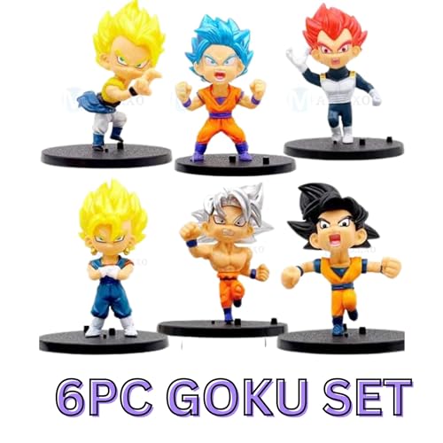 Image of Mallexo DBZ Action Figures Set 6PCs Dragn Bal Z Toys for Kids Animee Toy Set of Size10CM for Car Dashboard, Decoration, Cake, Office Desk & Study Table Multicolor (S11)