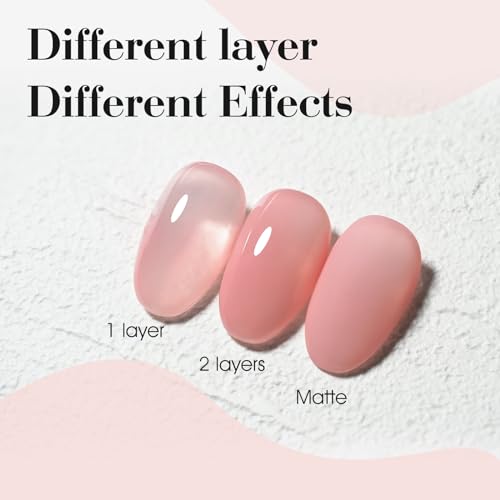 Image of CANNI Nude Pink Gel Nail Polish, 1Pcs Translucent Jelly Gel Polish Color High Gloss Soak Off U V Nail Manicure Salon DIY