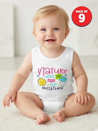 Image of LUX PARKER Unisex Baby Regular Fit Vest Cotton Sleeveless for Boys and Girls Sando Baniyan Combo | Print May Vary