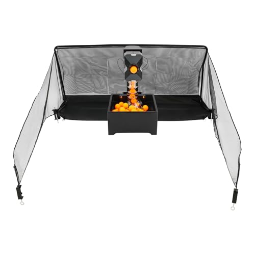 Tischtennis Roboter mit 10 Programmierbaren Modi, Ping Pong Ballmaschine 4-40 m/s, Tischtennisroboter, Kapazität 100 Bälle, Inkl. Netz, Ballpicker und Fernbedienung, Für Training Zuhause Schule Verei