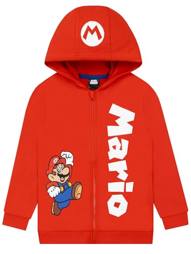 Super Mario Hoodie Red Mario Boys Hoodie Zip Up Kids Sweatshirts Red 8