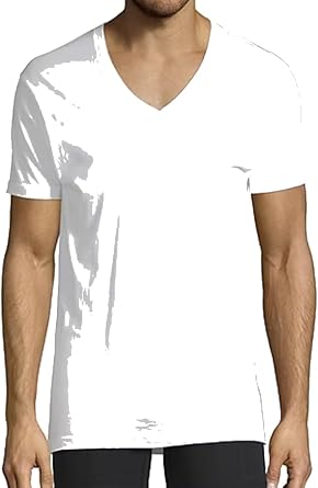 Stafford 4-Pack Mens Blended Cotton V-Neck T-Shirts White M