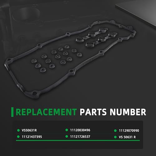 Image of Valve Cover Gasket Set VS50631R for BMW M54 2002-2006, for E36 E39 E46 E53 E60 E83 E85 320i 325i 325xi 330i 525i 530i X3 X5 Z3 Z4, Replace 11121437395 11120030496 11129070990, 18 PCS