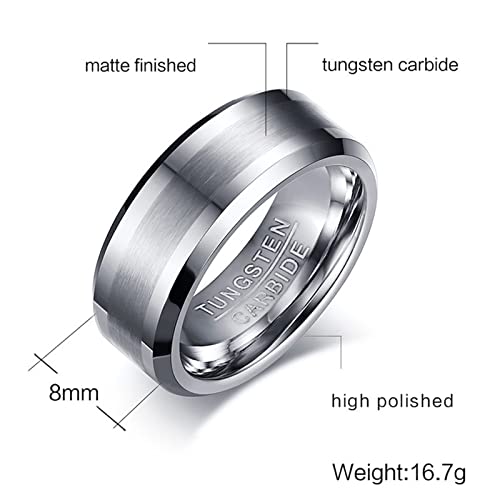 Bague en tungstène anti-rayures brossée, anneaux 2PCS durables - 6