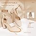 IDIFU Nude Heels Pumps High Chunky Block Closed Toe Heels for Women Dressy Wedding Bride Homecoming Party Prom Work Shoes Comfortable Ankle Strap Round Toe Dress Shoes(Nude Nubuck, 10)