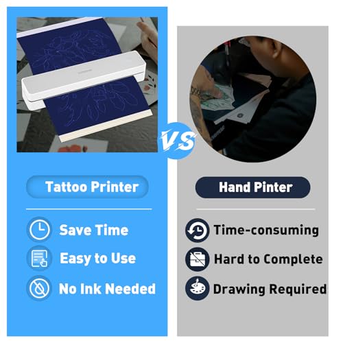JimKing K200 Wireless Tattoo Transfer Stencil Printer, Bluetooth Thermal Tattoo Machine, Tattoo Printer Copier for Tattoo Artists & Beginners, Compatible with Smartphone & Pc - Thumbnail 6