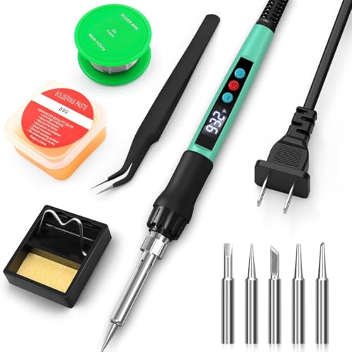 Tassteen Soldering Iron Kit, 100W with LED Digital Display, Adjustable Temperature 300-1200°F Electronic Soldering Kit US Plug