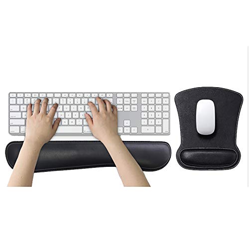 TYXTYX Skórzana nakładka na nadgarstek, na klawiaturę i mysz, nakładka na nadgarstek, z pianką memory, ergonomiczna, odciążająca nadgarstek, do komputera i laptopa