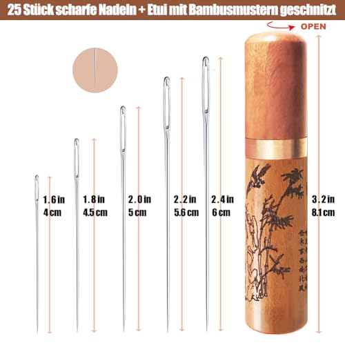 Elcprocy LEN-03 Large Eye Sewing Needles, Embroidery Needles, Stainless Steel, 25 Pieces Sharp Needles thumb #3