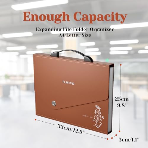 ABC life Organizador de arquivos sanfonado com padrão de plantas - Organizador de pastas de arquivos