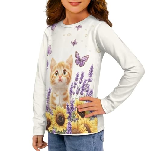 Long Sleeve Shirts for Teen Girls Vintage Crewneck Pullover Tops Fall Winter Outfits Breathable T-shirts Size 3-164