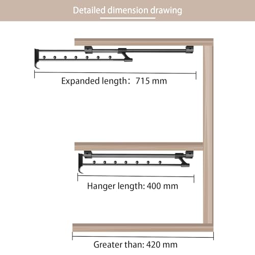Ausziehbare Kleiderstange,40 cm Verstellbarer Kleiderstange Ausziehbar, kleiderstange im Schrank Speicherplatz Spare,für SchräNke und Lagerbereiche,Kleidung und Hosen Organisieren (Modern 40CM)