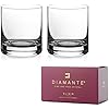 Diamante Whisky Glasses Crystal Short Drink Tumblers Pair