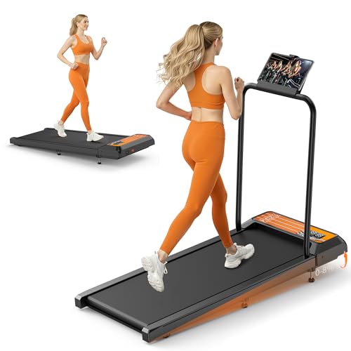 Image of Walking Treadmill Pad with Handle Bar, Portable Treadmills with Incline for Home and Office, 270lbs Capacity Under Desk Treadmill with 2.5HP Remote Control, LED Display