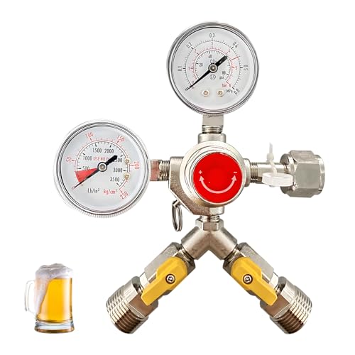 Misurazione precisa della pressione: il sistema di spillatura della birra è dotato di due manometri che consentono un monitoraggio preciso della pressione della CO2. Un manometro ad alta pressione indica la pressione del serbatoio di CO2 da 0 a 200 bar (da 0 a 3000 psi), mentre un manometro a bassa pressione indica la pressione di uscita da 0 a 4 bar (da 0 a 80 psi). Questo è fondamentale per garantire una qualità ottimale della birra alla spina.
