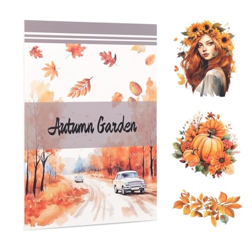 Dizdkizd Autumn Stickers for Scrapbooking Journaling, 196pcs Pre-Cut Fall Countryside Aesthetic Decals for Cards, Planner, Gift Tags and Crafts - Yellow