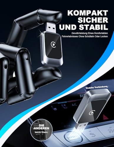 2026 Upgraded 2-in-1 Carplay Wireless Adapter, unterstützt CarPlay+Android Auto, Bluetooth 5.4 drahtlose Verbindung, Plug & Play, kompatibel mit iOS 10+/Android 11+ & Autos ab 2016