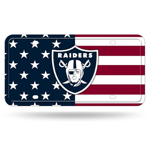 Rico Industries NFL Football Las Vegas Raiders USA Metal Auto Tag 6" x 12" - Great for Truck/Car/SUV