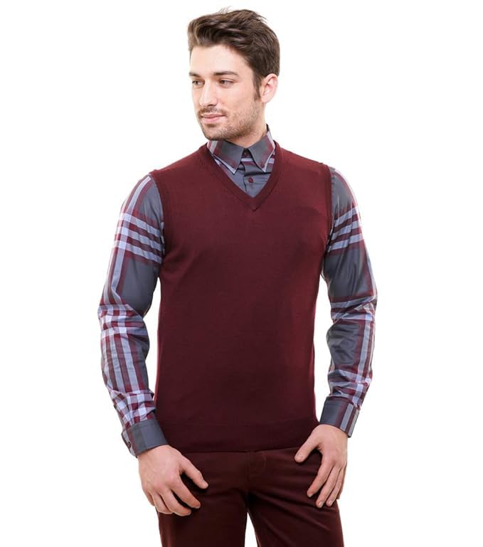 Men's Woolen Cut Sleeve Sweater for Gents V-Neck Regular Fit Winter Office and Casual Wear Stylish Perfect Look Men Sweater-image-6