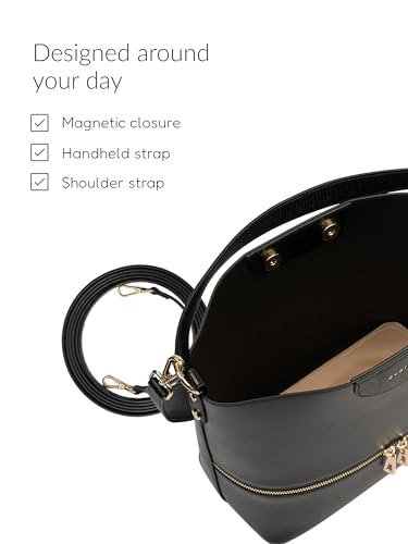 Image of Ophelia Women's Vegan Leather Tote Bag | Structured Top Handle Handbag with Magnetic Closure & Removable Pouch | Spacious Office & Everyday Carry Bag
