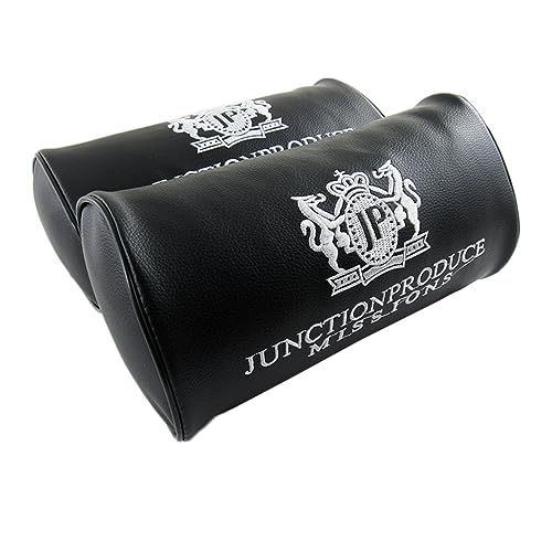 W-POWER Embroidery VIP JP Junction Produce Car Neck Pillow Soft Leather Headrest Cushion for Driving Home Office Compatible with Honda Car Seat Pillow Neck Rest Accessories (Black)