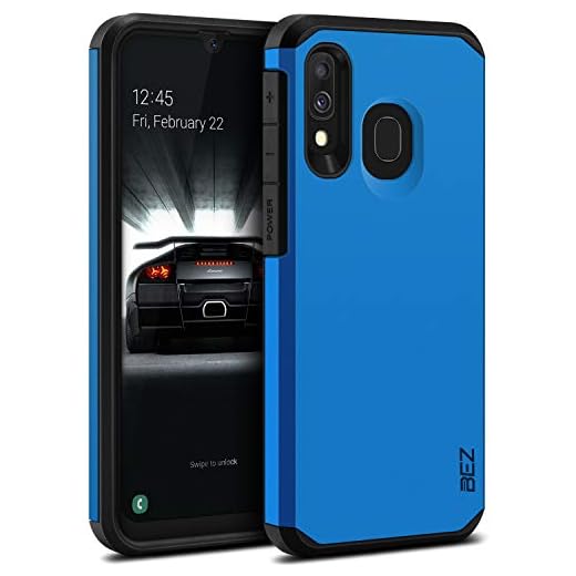 BEZ Samsung A40 fodral, Samsung Galaxy A40 telefonfodral, stöttåligt skydd kompatibel med Samsung Galaxy A40, stötdämpande, kraftigt dubbelt lager tuff fodral – blå marinblå