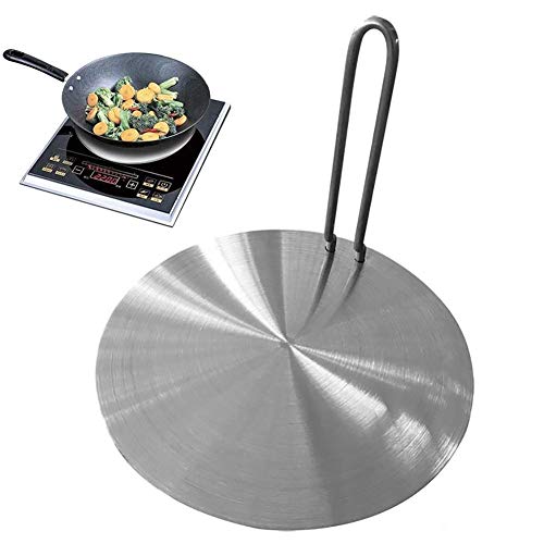 Placa difusora de calor, placa de inducción de difusor de calor de 7.5 pulgadas / 8.5 pulgadas, placa adaptadora de inducción de acero inoxidable con mango separable para ollas de cocina