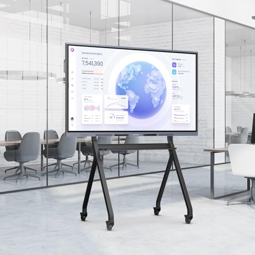 Image of Mobile Smart Board Portable Stand and Rolling Floor TV Cart for 65-86 Inch Interactive Whiteboards or TV, Lockable Wheels, Home Office School Classroom