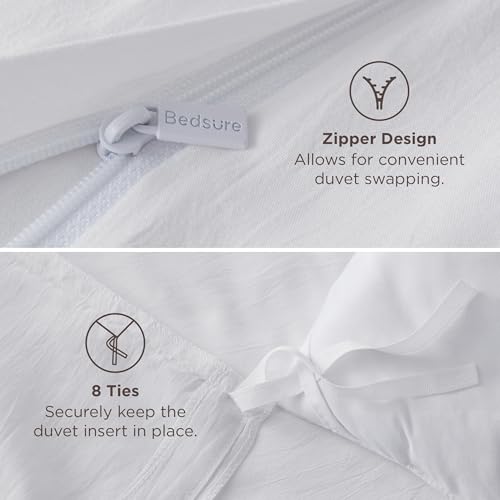 Image of Bedsure California King Duvet Cover Only - Prewashed Cotton-Like Polyester Extra Soft All Season Bedding, Includes 1 Cal King Duvet Cover 104x98 Inches with Zipper Closure, White, No Comforter