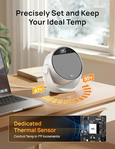Image of DREO Space Heater 1500W, 60 Adjustable Tilt, 10.5ft /s Portable Electric Heaters for Indoor Use with Thermostat, 8 Safety Protections, 3 Modes, Remote, Quiet Desk Heater for Bedroom, Office, White