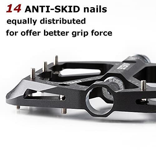 Ansjs Mountain Bike Pedals,3 Bearings Bike Pedals Platform Bicycle Flat Pedals 9/16" Sealed Bearing Lightweight Platform For Road Mountain Bmx Mtb Bike (Black) #TOP3