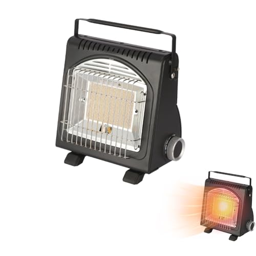 WRQIOO 2.8kW Camping Heater, Portable Butane Heater, Portable 2 in 1 Camping Stove Gas Hea-ter, Lightweight Cam-ping for Emergency, and Outdoor Hea-ting