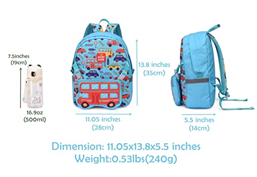 TONG&HIN.Y Toddler Backpack,Waterproof Preschool Backpack,Cute Kids Backpack,Backpack for Boys Girls with Shoulder Backpack (blue car)2