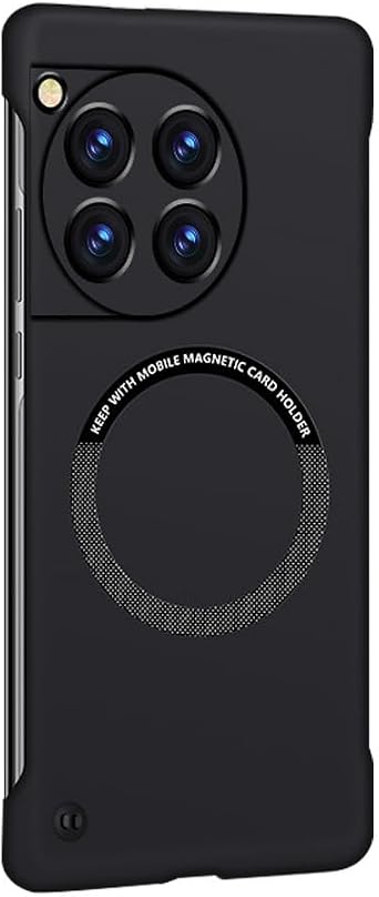 Omio Magnetic Slim Case for OnePlus 12 Compatible with MagSafe, Frosted Matte PC Ultra-Thin Bumper Frameless Borderless Minimalist Design Shockproof Cover for Men Women, Black