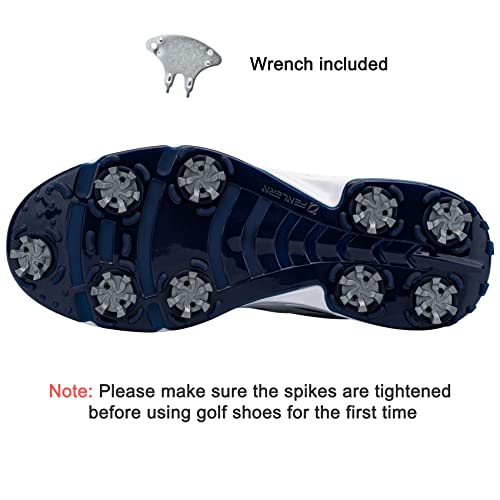 Fenlern Men's Golf Shoes Non-Slip Water-Resistant Lightweight, White Blue 12 #TOP2