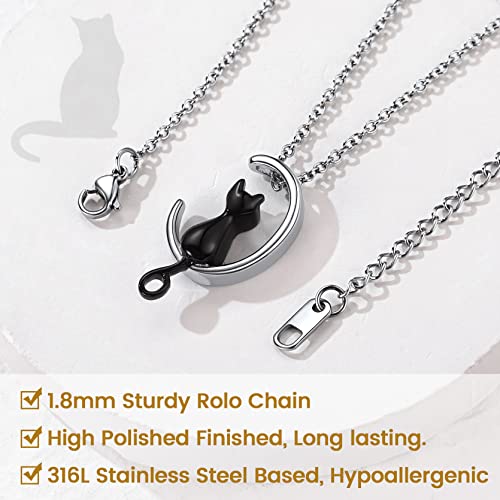 Goldchic Jewelry Moon Cat Cremation Necklace For Ashes Black Color Pet Urn Necklace Memorial Necklace Waterproof #TOP4