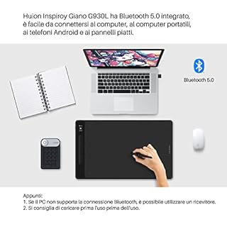 2022 HUION Inspiroy Giano Tavoletta Grafica G930L Bluetooth 5.0-Wireless Tavoletta da Disegno di Grandi Dimensioni con PW517, 6 Tasti Caldi Personalizzati, per Mac, Windows PC e Android