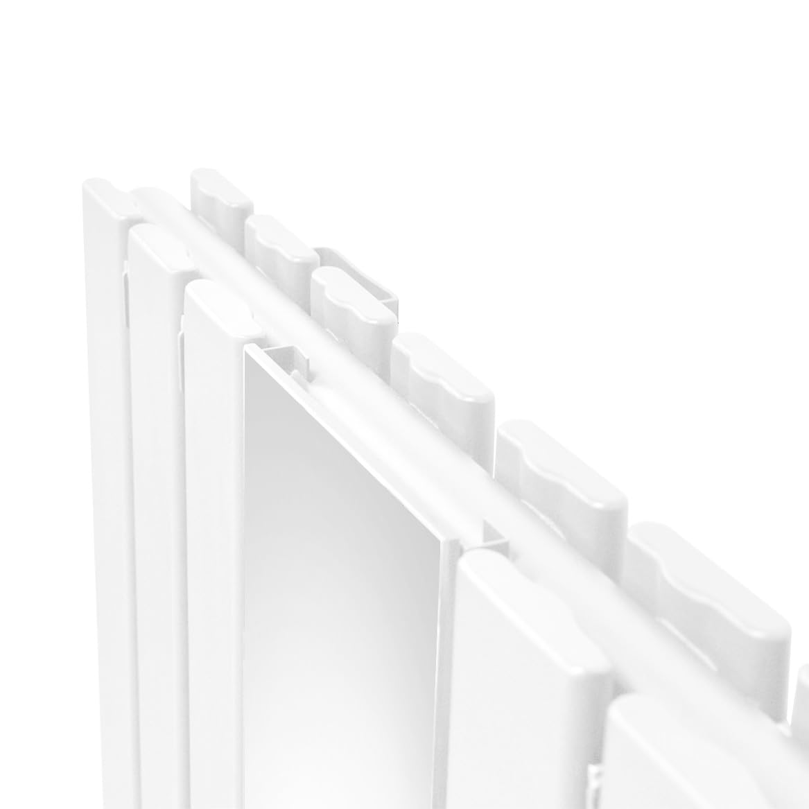 Radiatore con specchio 1800mm x 425mm e valvole TRV cromate Radiatore di design a doppia colonna verticale in acciaio al carbonio Bianco Kit di fissaggio e staffe con spazzola di pulizia