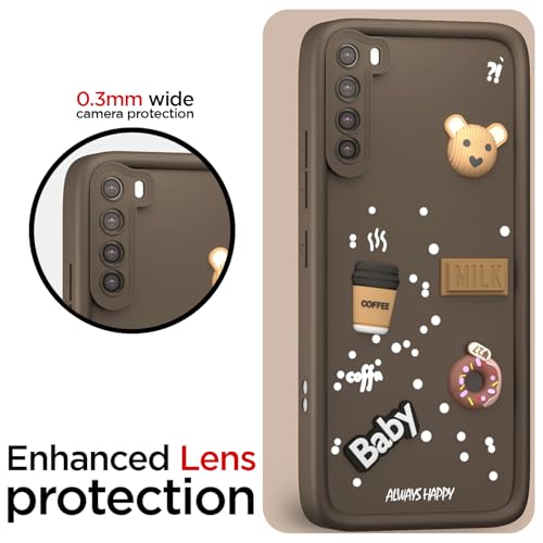 Image of Outlouders Back Cover for Redmi Note 8 | 3D Cartoon Cute Fun Bear | Silicone Full Body Protection Bumper Case (Brown)