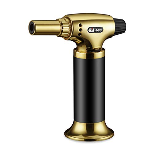 Culinary Torch Lighter Refillable Flamethrower Kitchen Cooking Torch with Adjustable Flame Safety Lock for BBQ Crafts (without fuel ) (B)