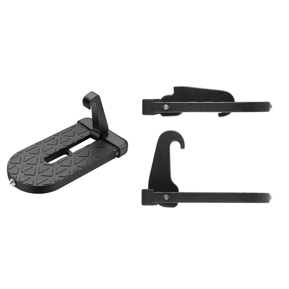 Naisfei Gradino Pieghevole Per Portiera Auto - Con Martello Frangivetro, Antiscivolo, Portata 250 Kg, Per SUV E Camper - Foto 3