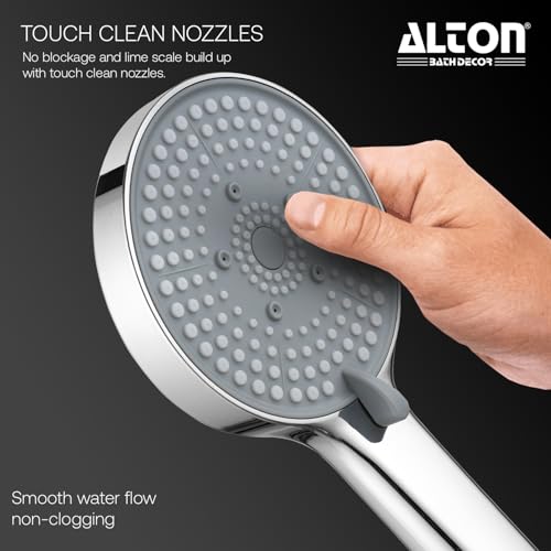 Image of ALTON QDRL5895 Brass Wall Mixer With 5-Function Hand Shower, SS-304 Grade 1.5 Meter Tube and Crutch, Chrome Finish