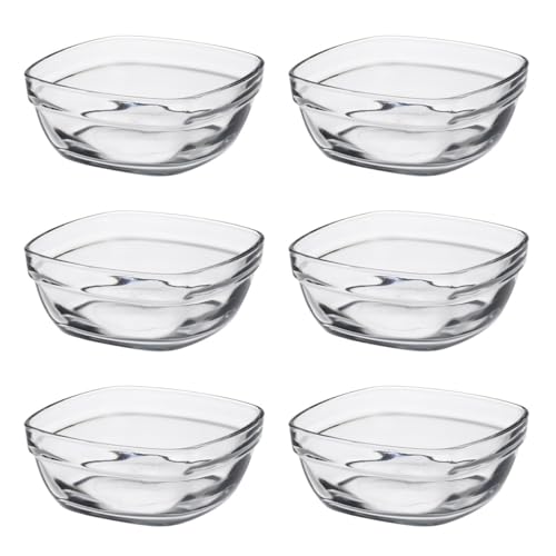 Image of WRINGO Glass Bowl for Kitchen Prep, Dessert, Dips, and Candy Dishes, Cake, Snack Bowl Set of 6 Or Nut Bowls, and Microwave Safe Clear Glass Bowls for Mixing, Storing Size 4.5 Inch (WR-05), 250 ml